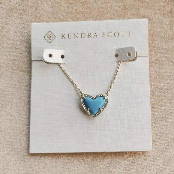 Kendra Scott Jewelry - Kendra Scott Ari Heart Gold Turquoise Magnesite Pendant Necklace New